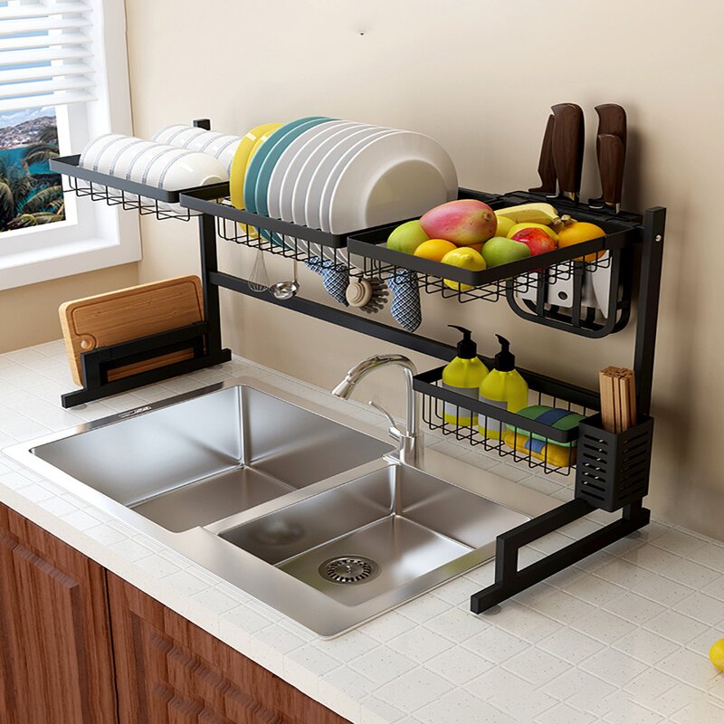 SIDUCAL Dish Drying Rack Over The Sink Adjustable Large Dish Rack Drainer For Kitchen